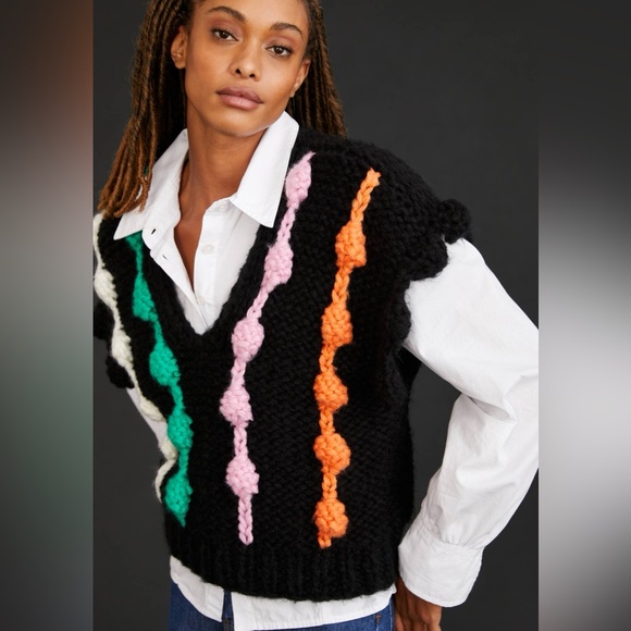Maeve By Anthropologie Bauble Sweater Vest One Size - Picture 1 of 5